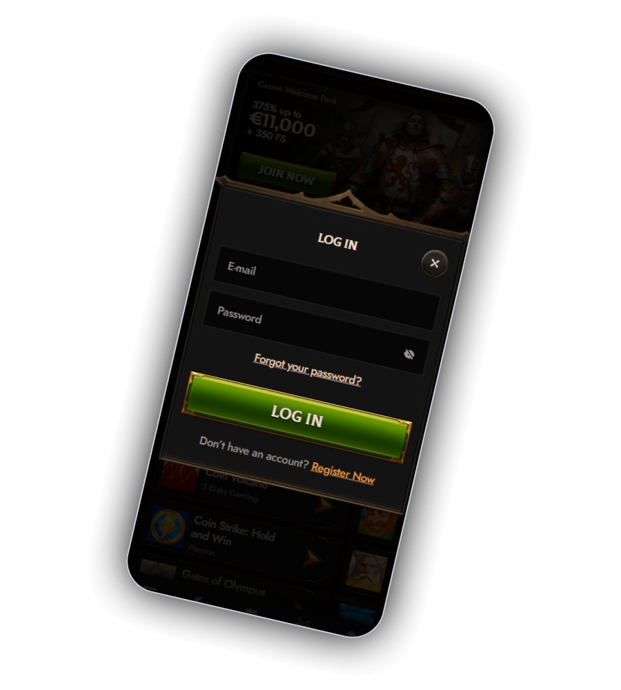 The Crusado Casino login screen with the sign up card visible beside it